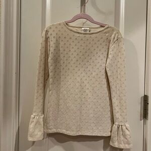 Girls size 12 staple top in cream color with dots
